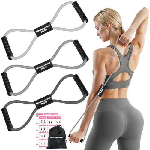 Resistance Bands with Handles, Figure 8 Fitness Bands, Exercise Bands Set - color: Light Gray, Dark Gray, Black, size: 3pcs