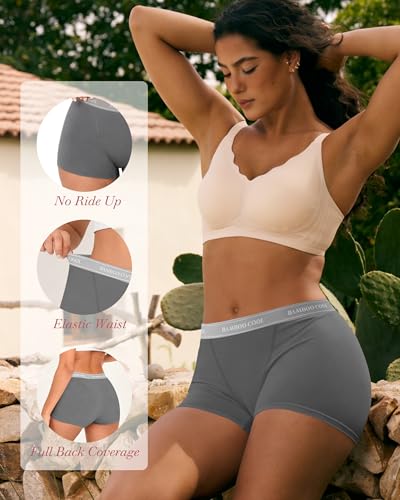 BAMBOO COOL Womens Boy Shorts Underwear High Waisted Boxer Briefs 5 Pack - color: Multicoloured D-(5-pack), size: XX-Large