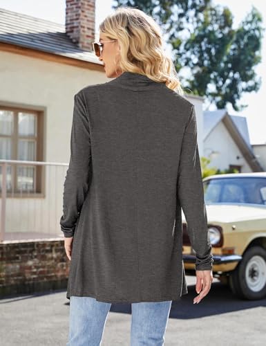 Uvog Womens Lightweight Cardigan Long Sleeve Open Front Sweaters Duster - color: Dark Grey, size: X-Large