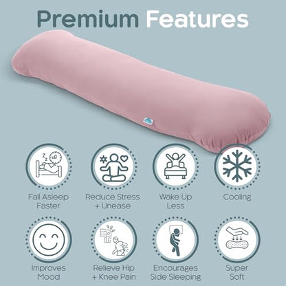 SleepCloud Weighted Body Pillow 6.5lbs, Cooling Tencel Cover, 41” x 10” - color: Blossom, size: Original 41" x 10" (6.5lbs)