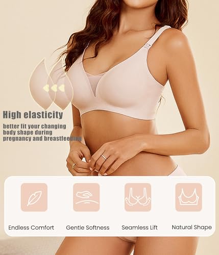 Avidlove Nursing Bras for Breastfeeding Wireless Seamless Maternity Bra - color: Coupled Pink, size: Medium