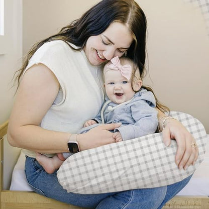 Konssy 2 Pack Nursing Pillow Covers, Soft Stretchy Cover for Breastfeeding - color: Starry Whales,cozy Grid