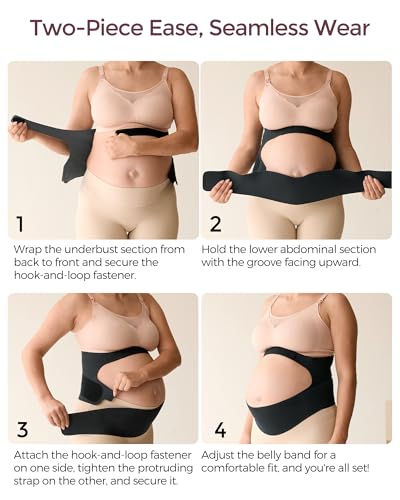 Momcozy Pregnancy Belly Band, CozySupport 3D Ergonest Maternity Belly Band - color: Black, size: Small