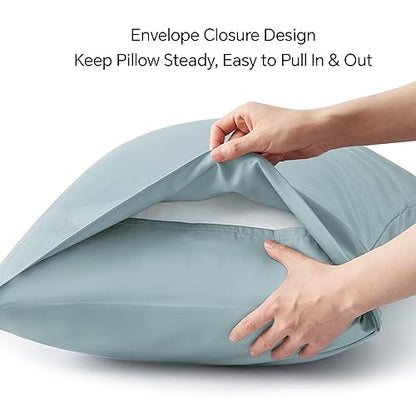 BEDELITE Pillow Cases Standard Size 2Pcs, Rayon from Bamboo, Haze Blue - color: Haze Blue, size: 2 Pack Standard（20"X 26"）