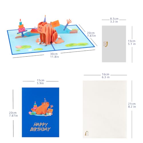 Capybara Pop Up Card, Pop Up Birthday Card, Anniversary, Friendship. - style: Capybara Birthday