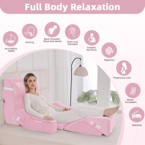 Wedge Pillow Set for After Surgery,Pink,9PCS-23.2" - color: Pink, size: 9PCS-23.2''