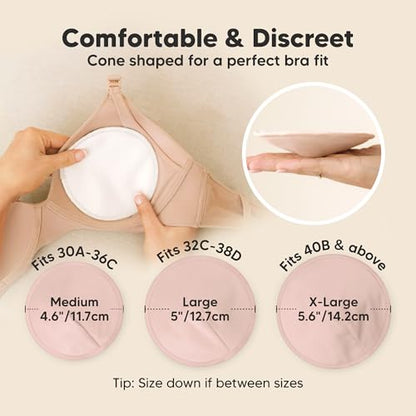 Organic Nursing Pads, 14 Washable Breast Pads,Wash Bag (Neutrals, M 4.6") - color: Neutrals, size: 14pk, M 4.6"