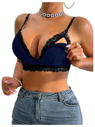 SHENHE Women's Lace Non-Padded Nursing Bras for Breastfeeding - color: Royal Blue, size: Small