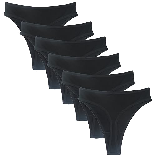 High Waist Postpartum Underwear & C-Section Recovery Maternity Panties Cotton Thongs For Women 6 Pack - color: Black*6, size: Medium
