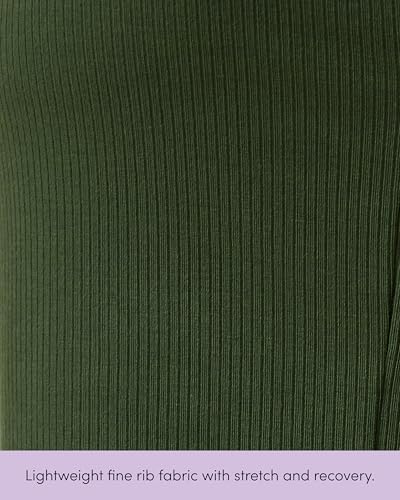 Kindred Bravely Essentials Ribbed Maternity Nursing Dress for Breastfeeding - color: Olive, size: Large
