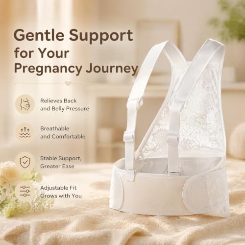 Pregnancy Belly Band with Adjustable Shoulder Strap Support Brace - color: white, size: Large