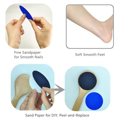 Long Handle Nano Glass Foot File Callus Remover, 2-in-1 Foot Scrubber, Hard & Dead Skin Remover, Double Sided Pedicure Tool Scraper with Sand Paper for Soft and Smooth Feet, Clear Black - color: Clear Black