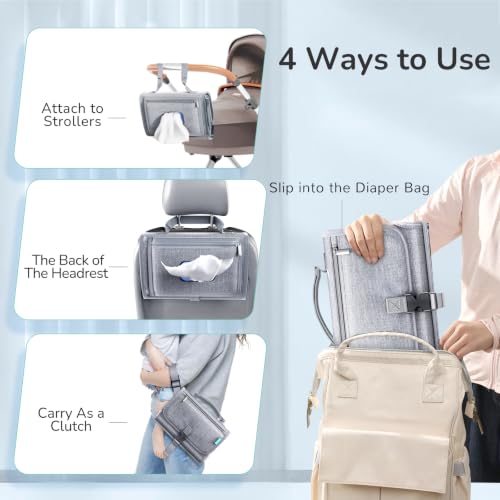 Alatino Portable Diaper Changing Pad, Wipe Clean, 24x22,Austere Grey - color: Austere Grey