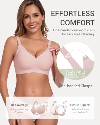 Vinfact Pumping Bra Hands Free-No Underwire Full Coverage Seamless Every Day Bra Holding & Breast Pump Bra - color: Pink, size: Medium