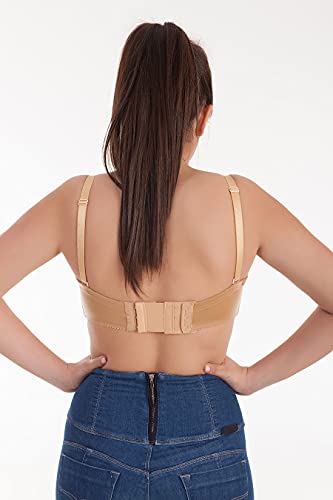 Bra Extender 3 Hook Elastic Stretchy Bra Band Extension 3pcs-Pack - color: Beige, 3 Hook, 0.5inch(1.3cm)