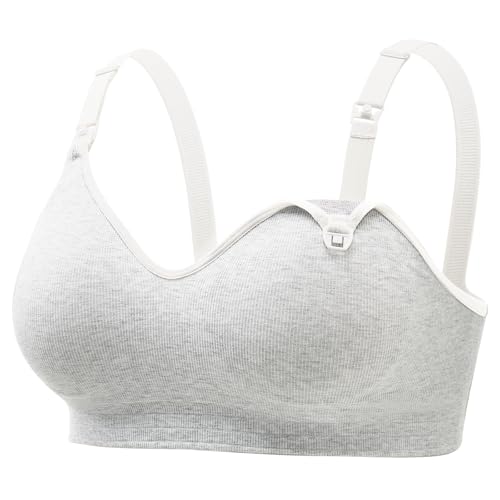 Momcozy U.S. Cotton Nursing Bras for Breastfeeding Seamless Maternity Bra - color: Light Gray, size: Medium