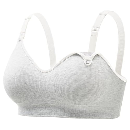 Momcozy U.S. Cotton Nursing Bras for Breastfeeding Seamless Maternity Bra - color: Light Gray, size: X-Large
