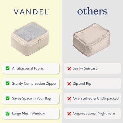 Vandel Space-Saving Compression Packing Cubes for Women 4-Pack Compressible - color: 2. Neutral Checker, size: 4 Pack (Compression)