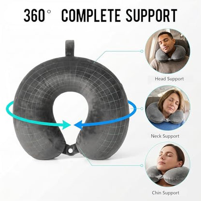 Travel Neck Pillow for Airplane with Pure Memory Foam(Smoky Grey) - color: Smoky Grey
