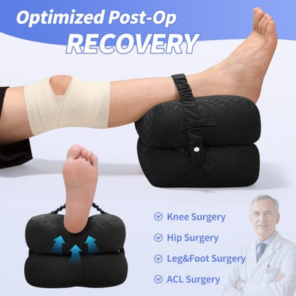 Foldable Knee Pillow for Side Sleepers - Adjustable 3.5-7in - color: Qpg-black