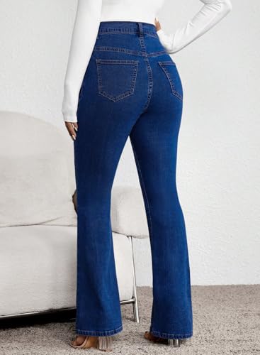 BLENCOT Women Maternity Jeans Bootcut High Rise Denim Pregnancy Pants Work - color: Navy Blue, size: Small
