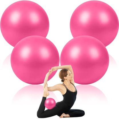 4 Pcs Small Pilates Ball Bulk 9 Inch Mini Yoga Ball - color: Solid Pink