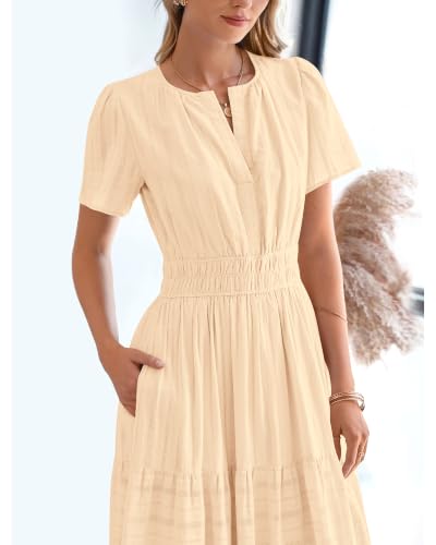 BTFBM Womens Summer 2026 Casual Maxi Dresses - color: Apricot, size: Medium