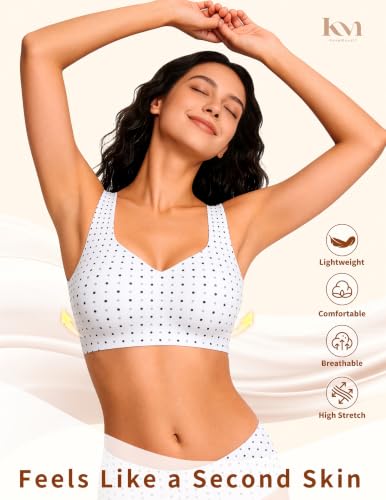 Wireless Pullover Sleep Bras for Women Seamless No Underwire T Shirt Bra - color: White Polka Dot, size: Small