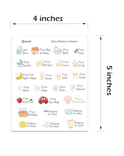 Ezyaid Baby Milestone Planner Stickers for First Year, 6 Sheets