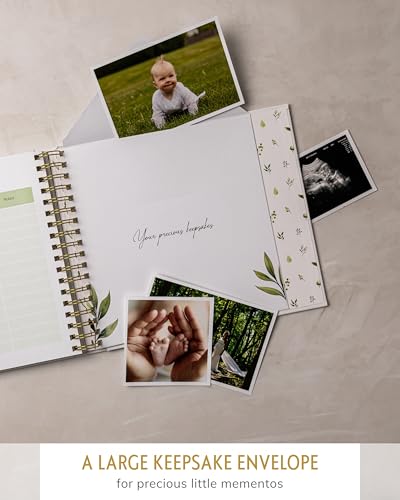 Personalized Baby Book, 4x6 Photo Cover, First 5 Years, Botanical Keepsake - color: Tranquil Greens