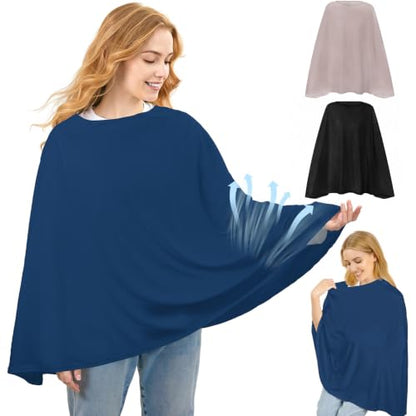 Basumee Nursing Cover for Breastfeeding Breathable Mesh 360 Full Privacy - color: Navy Blue, size: 1 Pack
