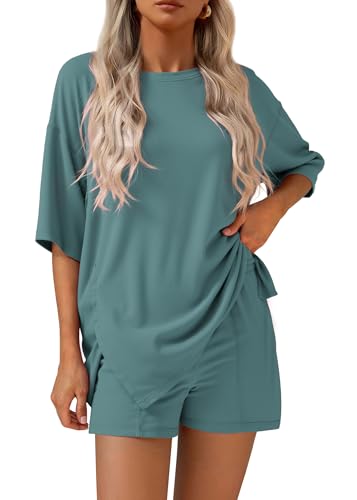 KIRUNDO 2 Piece Sets for Women Summer Lounge Sets Casual - color: Fruit Green, size: Small