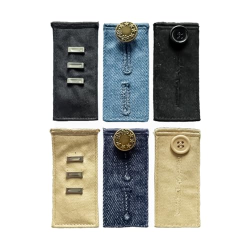 6Pcs Pants/Trouser Button Extenders - Elastic Adjustable Waist, No Sewing - size: 6 Pack - Cotton Set