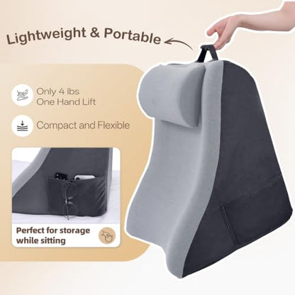 Vekkia 21” Back Rest Pillow with Dual-Layer Foam for Reclining and Sitting - color: Light Gray, size: 21 Inches