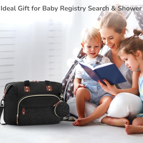 Tenot Diaper Bag Tote, Baby Bags with Pacifier Case Black - color: Black, size: Medium