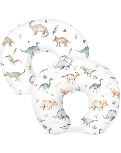 Nursing Pillow Covers 2 Pack, Stretchy Breastfeeding Pillow Covers for Baby - color: Dino Pals