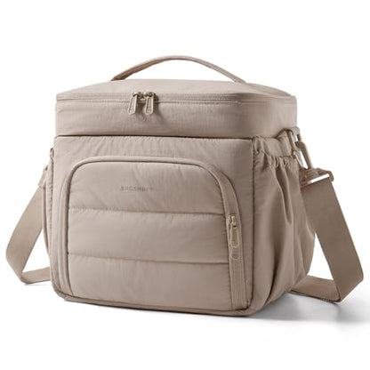 BAGSMART Puffy Insulated Lunch Bag, Lightweight Large 14L Double Deck Camel - color: Camel, size: 14 l