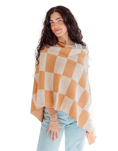 Toci Nursing Cover Poncho – Soft Breathable Breastfeeding Cover, 360° Full Coverage, Lightweight Multi-Use Nursing Scarf - color: Checkered