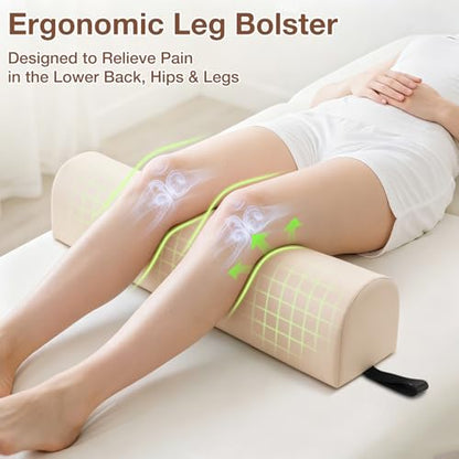 3/4 Round Knee Bolster for Massage Table, 26x6x6 in Massage Pillow for Legs - color: 3/4 Round - Beige