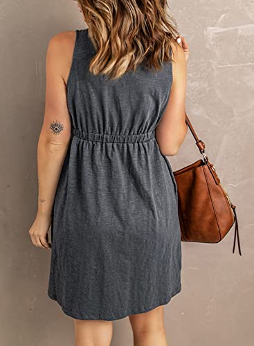 BTFBM Womens Summer Dresses 2026 Beach Vacation - color: Buttons Grey, size: Small