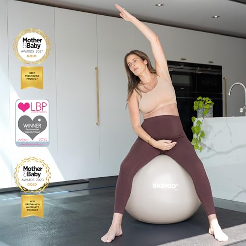 BABYGO Birthing Ball, Pregnancy & Labor, Award Winning Book - color: Oatmeal, size: 65cm - Electric