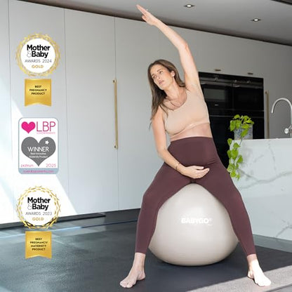 BABYGO Birthing Ball, Pregnancy & Labor, Award Winning Book - color: Oatmeal, size: 65cm - Electric