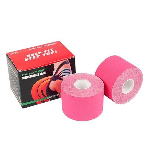 Pink Athletic Kinesiology Tape 2 Rolls for Muscle & Joint Support - color: Pink