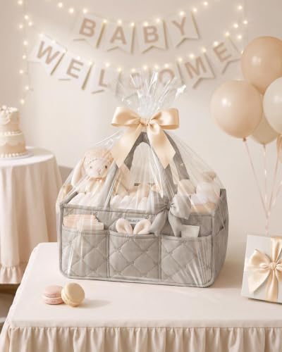 Blissful Diary Baby Diaper Caddy Organizer, Nursery Basket, Bow Sand - color: Bow Sand