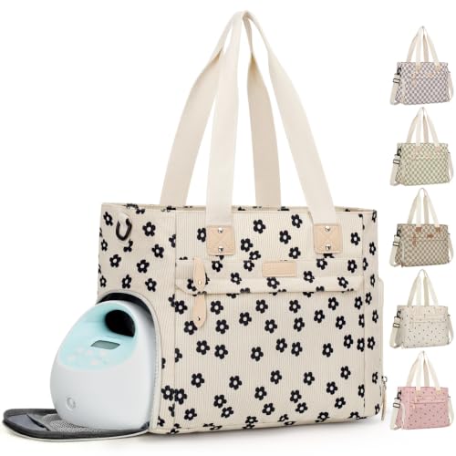 Pritent Baby Diaper Bag Tote,Waterproof Maternity Breast Pump Bags for Mom - color: Black Flower