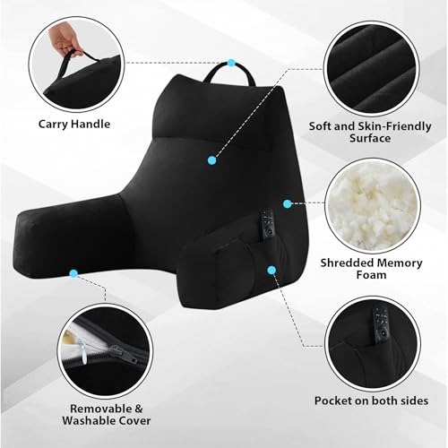 IPYNBAP Back Pillow for Bed Sitting up, Reading Pillow, 18 Inch, Black - color: Black, size: Small(18inch)