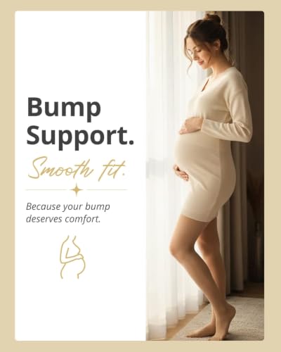 MeMoi Maternity Sheer Pantyhose for Women, 12 Denier Pregnancy Hosiery - color: Nude, size: Medium-Large