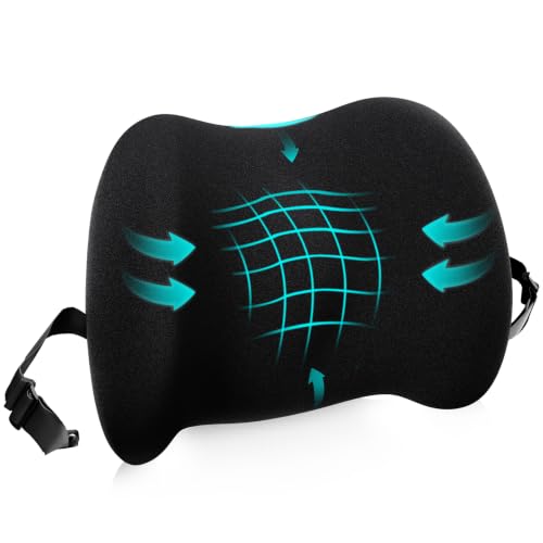 Lumbar Support Pillow for Office Chair, Memory Foam Car Back Cushion - color: A-black