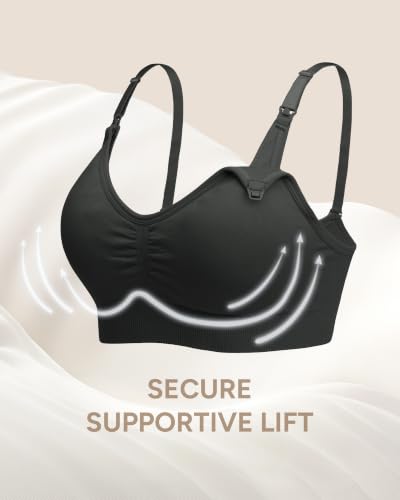 Stelle Nursing Bras Maternity Bralette Seamless for Breastfeeding - color: 1 Pack Black, size: Small