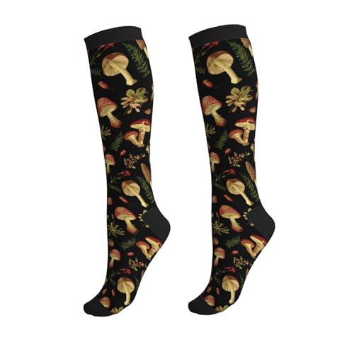 Crazy Fun Compression Socks, Unisex Knee High Support Socks - color: Mushroom